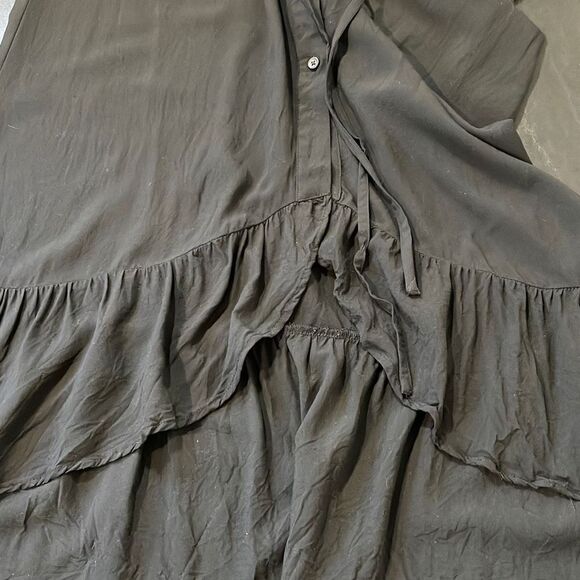 Loft Women's Hi Low Dress Elastic Neckline Maxi Flutter Small Petite SP Black - Picture 6 of 10